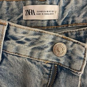 ZARA WIDE LEG FULL LENGTH RIPPED JEANS